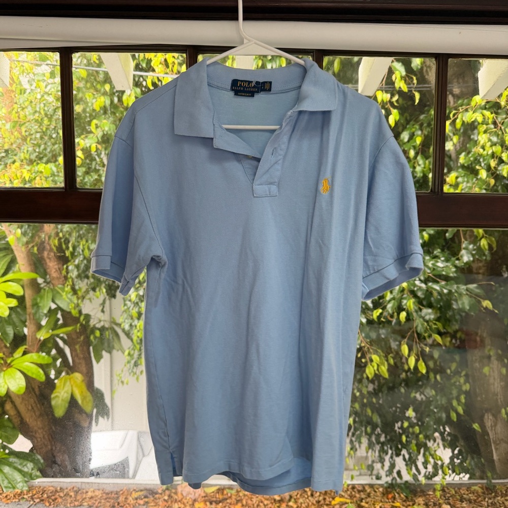 Polo Ralph Lauren Custom Slim Fit Polo Light Blue Vintage Large